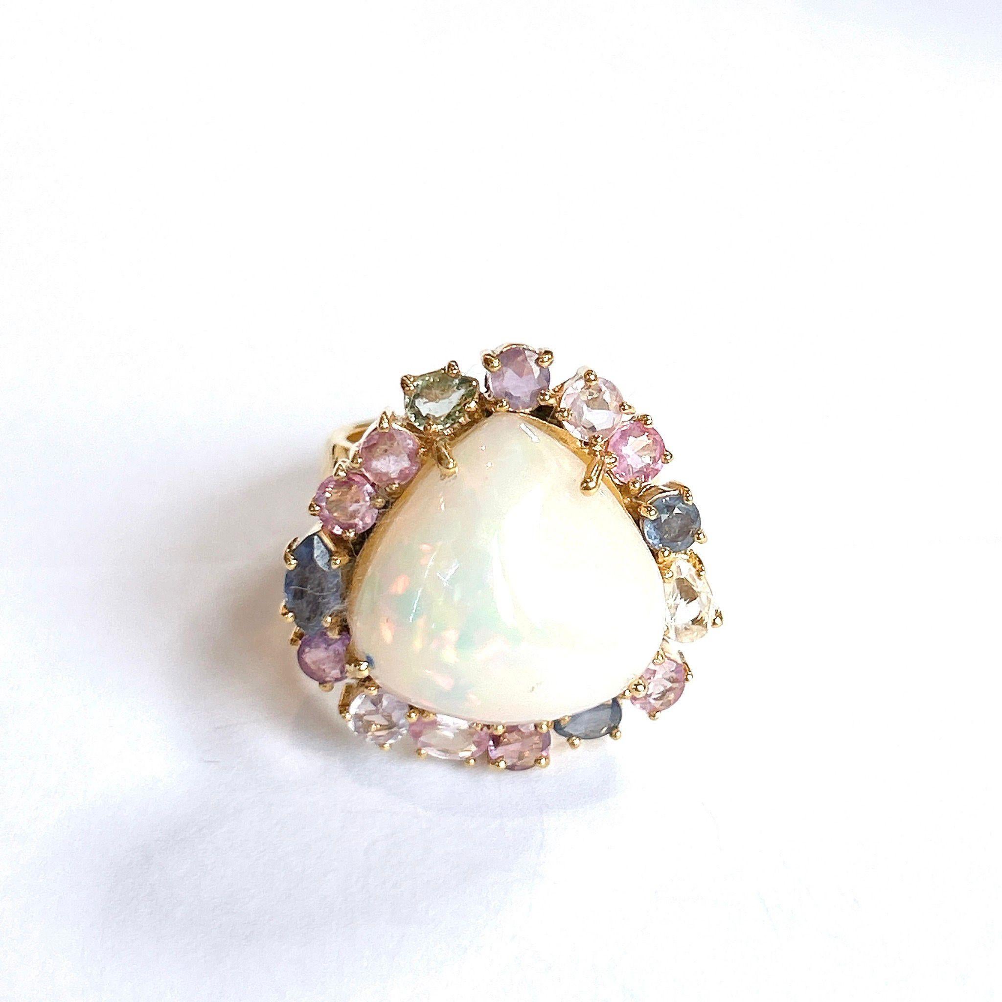 Bochic Orient opale et saphirs pastel multicolores fantaisie en or et argent 18 carats Unisexe en vente