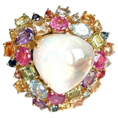 Bague Bochic Orient en or et argent 18 carats sertie d'opales et de multiples pierres précieuses