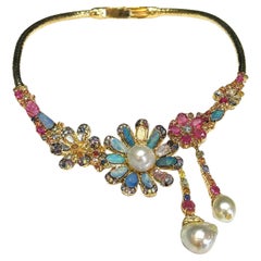 Collar Bochic "Orient" de ópalo, zafiros múltiples y rubíes, en oro de 18 quilates y plata