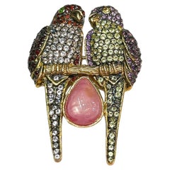 Bochic “Orient” Pink Ruby, Amethyst & Multi Gem Brooch Pendant Set 18K & Silver