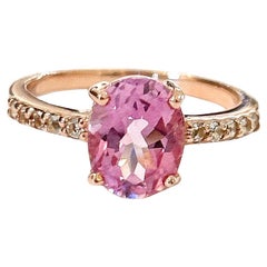 Anillo solitario Bochic "Orient" de topacio rosa y topacio blanco en oro de 18 quilates y plata