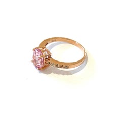 Bochic “Orient” Vintage Pink Topaz & Diamond Ring Set In 18K Gold & Silver
