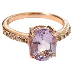 Anillo solitario Bochic "Orient" de topacio rosa y topacio blanco en oro de 18 quilates y plata