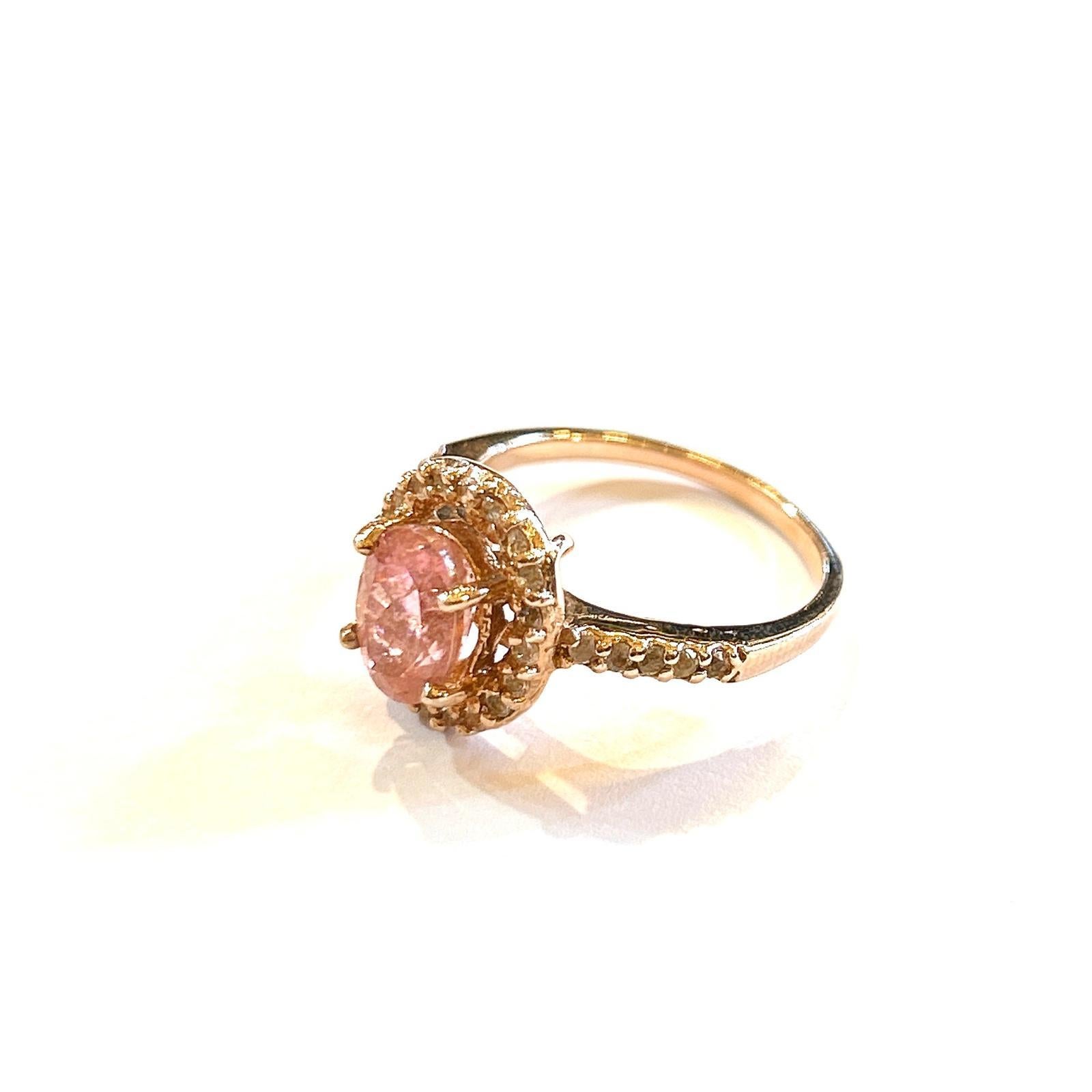 Bochic “Orient” Pink Tourmaline & Topaz Vintage Cluster Ring Set 18K & Silver 

Rose/ Pink Tourmaline - 1.5  Carat 
White Topaz  - 0.80 Carat 

This Ring is from the 