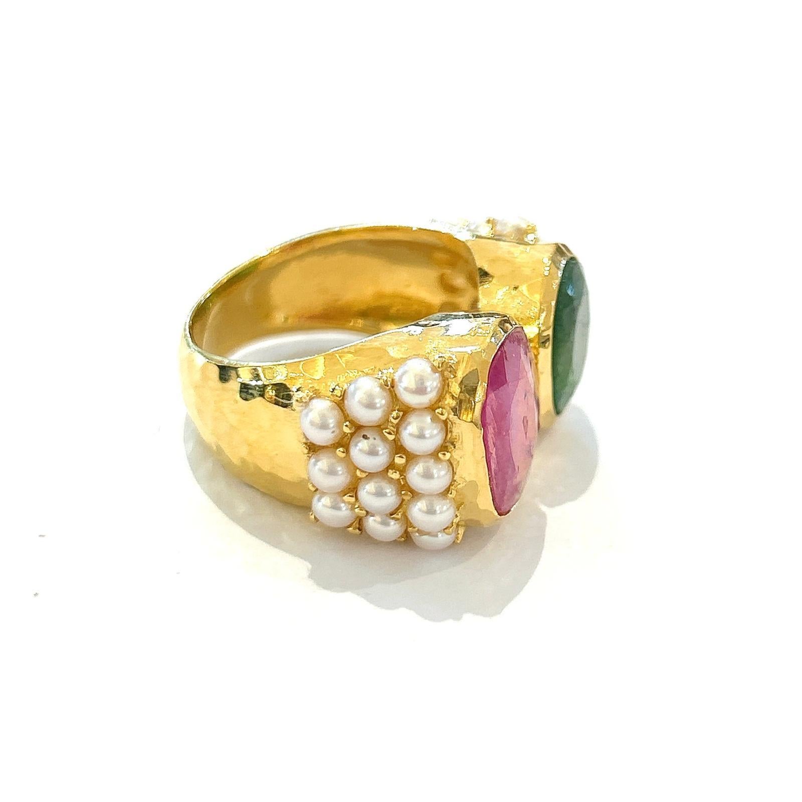 Bague Bochic Orient en or jaune 18 carats, rubis rouge et opale australienne Pour femmes en vente