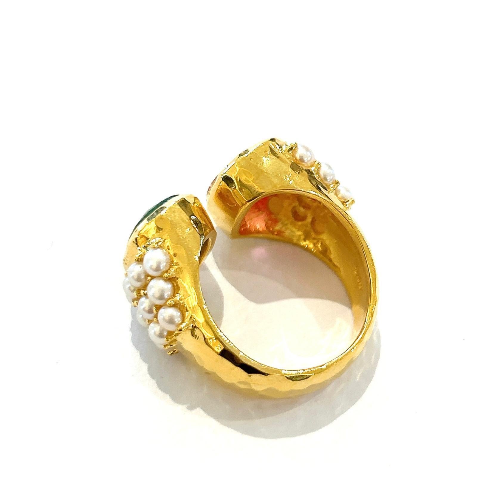 Bague Bochic Orient en or jaune 18 carats, rubis rouge et opale australienne en vente 2