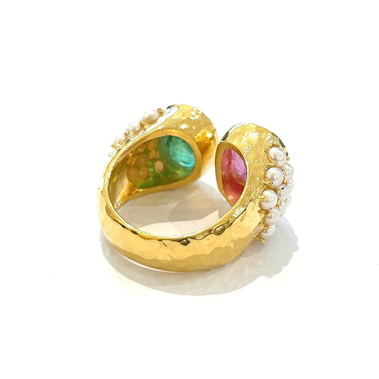 Bague Bochic Orient en or jaune 18 carats, rubis rouge et opale australienne en vente 3
