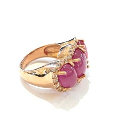 Bochic Orient Ring aus 18 Karat Gelbgold und Silber mit rotem Rubin und Diamanten