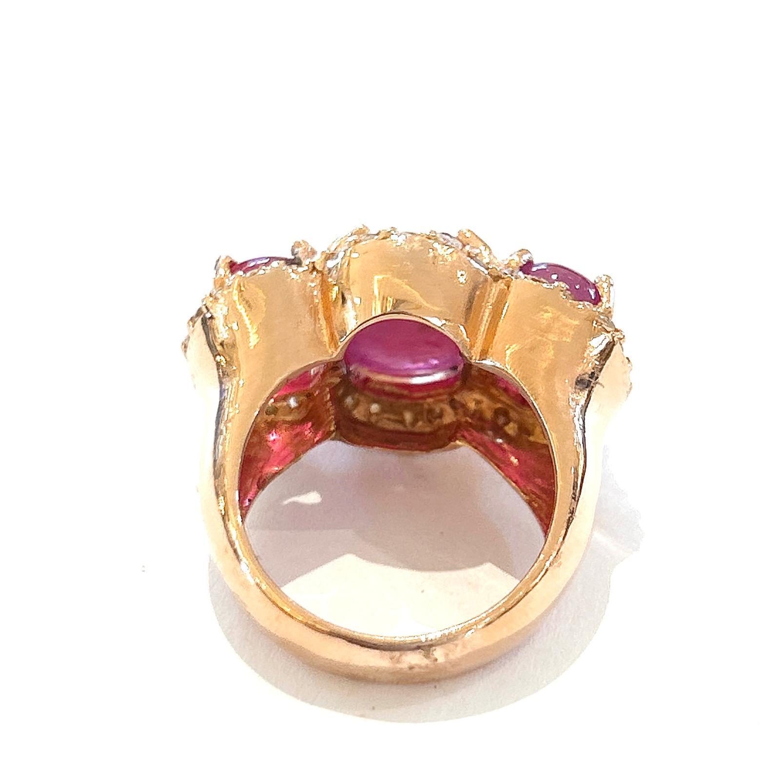 Bochic “Orient” Red Ruby & Diamond Ring Set 18K Yellow Gold & Silver im Angebot 1