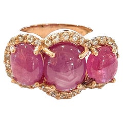 Anillo Bochic "Orient" de rubí rojo y diamantes, oro amarillo de 18 quilates y plata