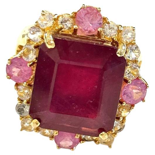 Bochic “Orient” Red Ruby & Multi Sapphire Cocktail Ring Set 18K Gold & Silver