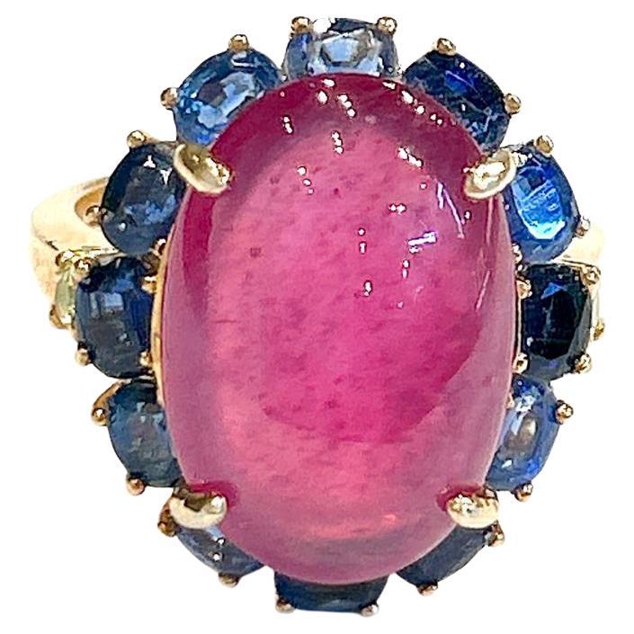Anillo Bochic "Orient" de rubí rojo y tanzanita, engastado en oro amarillo y plata de 18 quilates