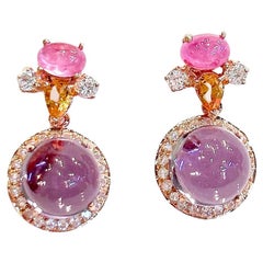 Bochic “Orient” Retro Ruby, Sapphire & Amethyst Earrings Set 18K Gold & Silver