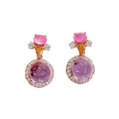 Bochic Orient Retro Boucles d'oreilles rubis, saphir et améthyste Or 18K et Silver