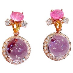 Bochic "Orient" Set di orecchini con rubini, zaffiri e ametiste in oro e argento 18 carati