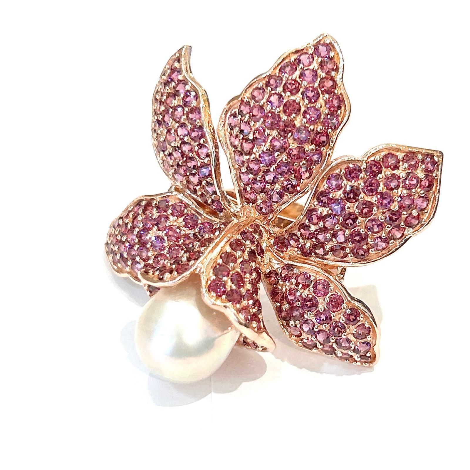 Women's or Men's Bochic “Orient” Rodorite & Pearl Brooch / Pendant Set In 18K Gold & Silver For Sale