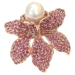 Bochic "Orient" Broche / Pendentif en Rodorite et Perles en Or 18K et Argent
