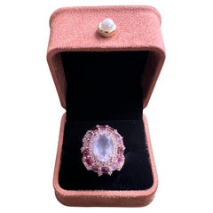 Bochic “Orient” Rose Rhodolite & Pink Quartz Ring Set In 18K Gold & Silver