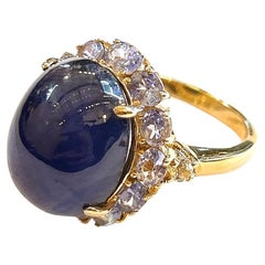 Bochic “Orient” Royal Blue Sapphire & Lilac Tanzanite Vintage Cluster Ring Set