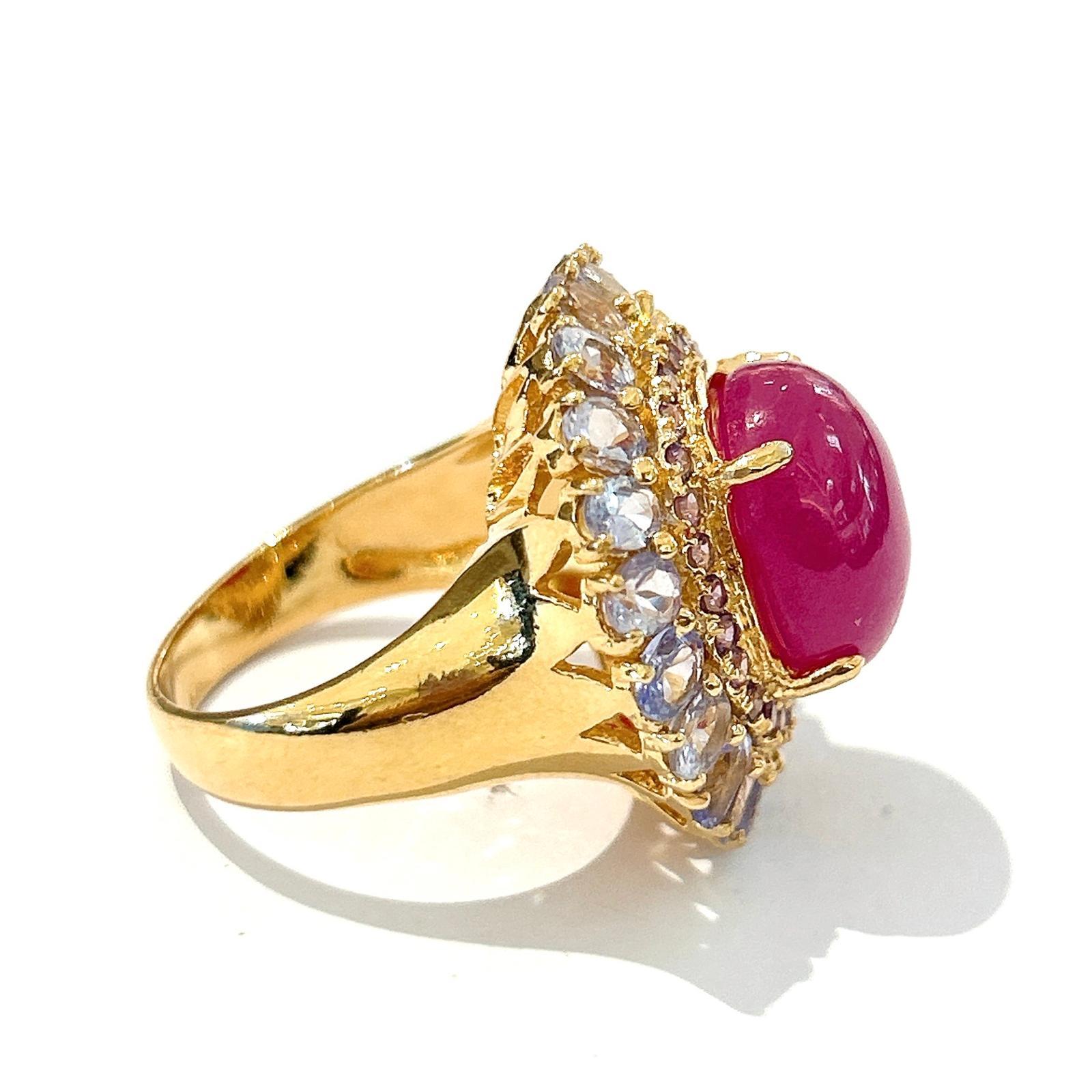 Bochic “Orient” Ruby, Amethyst & Multi Gem Cocktail ring  In 18K Gold & Silver In New Condition For Sale In New York, NY