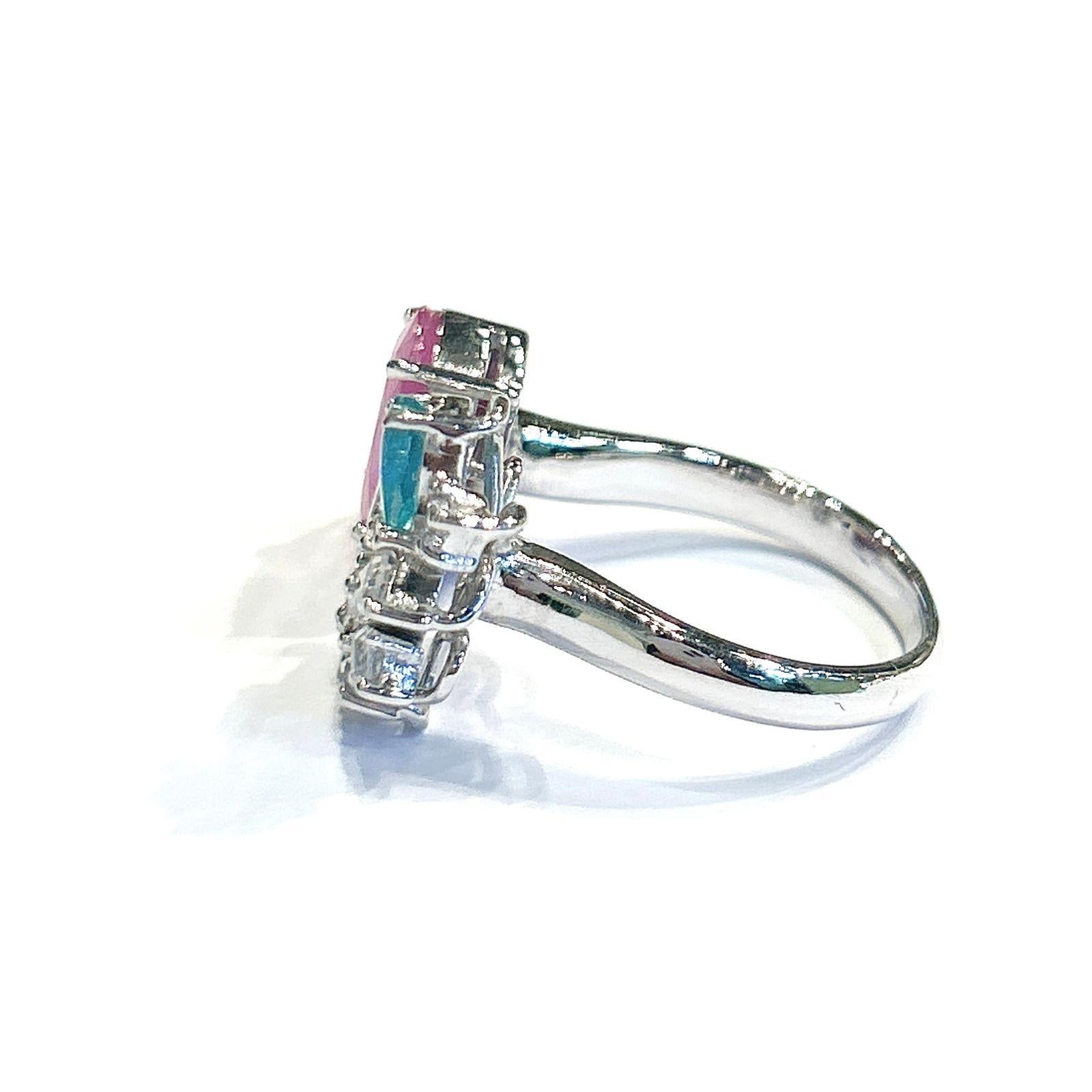 Baroque Bochic “Orient” Ruby,  Appetite, & Topaz Cocktail Ring Set In 18K Gold & Silver For Sale