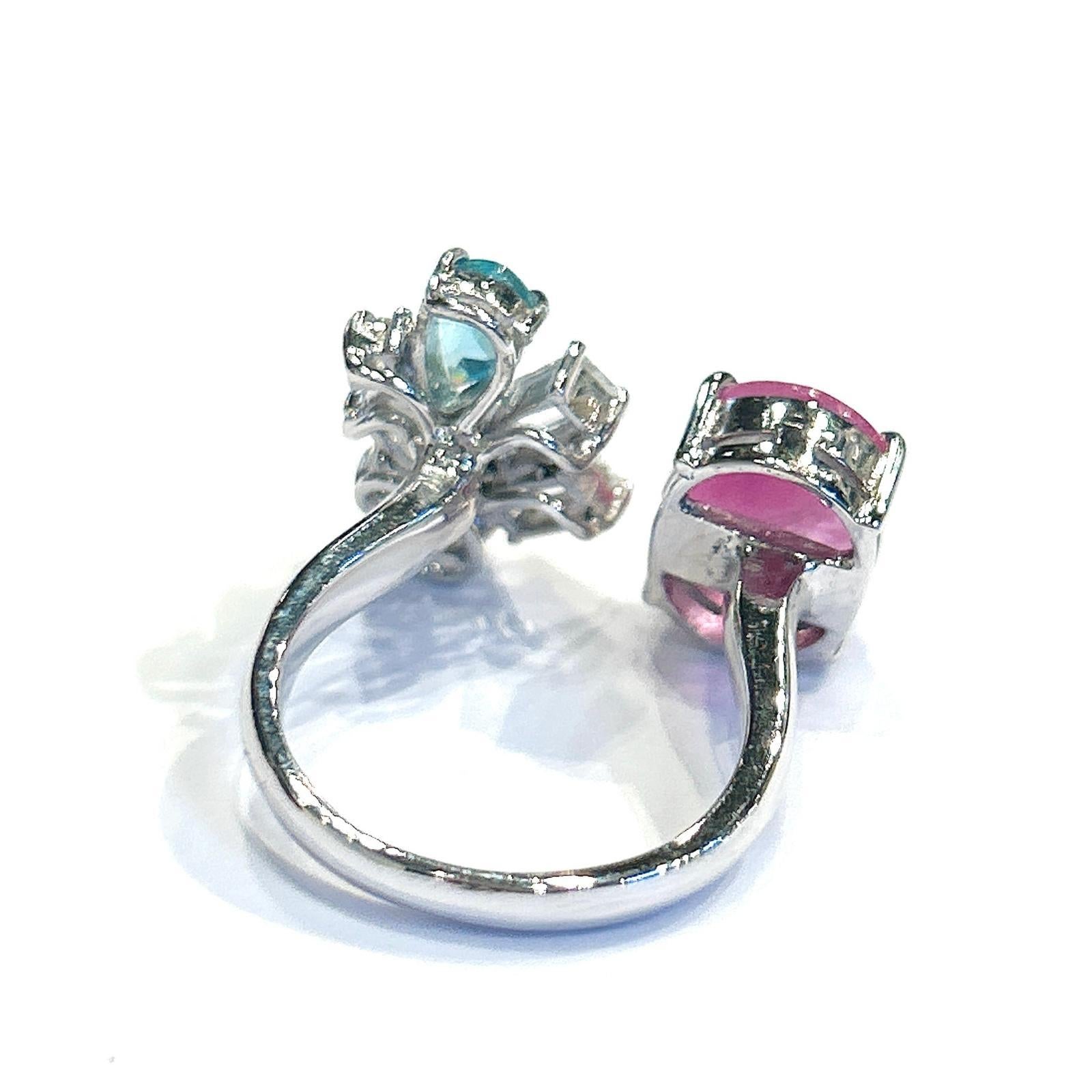 Bochic “Orient” Ruby,  Appetite, & Topaz Cocktail Ring Set In 18K Gold & Silver In New Condition For Sale In New York, NY
