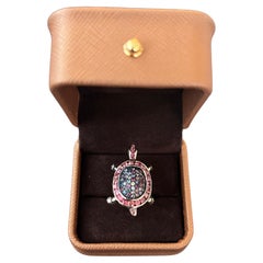 Bochic Orient Rubin & Fancy Saphir Schildkröten-Cocktailring Set 18K & Silber