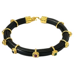 Bracelet jonc Bochic Orient Good Luck en or et argent 18 carats