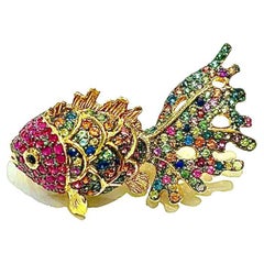 Bochic “Orient” Ruby & Sapphire Brooch or Pendent Set In 18K Gold & Silver