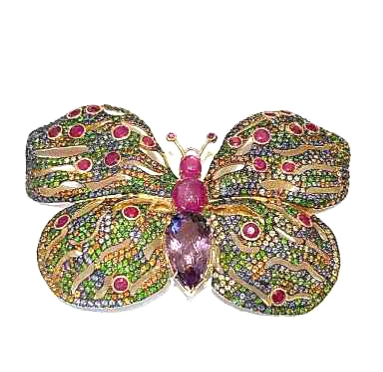 Bochic “orient” Ruby, Sapphires & Amethyst Brooch… - image 2
