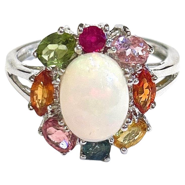 Bochic “Orient” Ruby, Tourmaline & Sapphires Cocktail Ring Set 18K & Silver