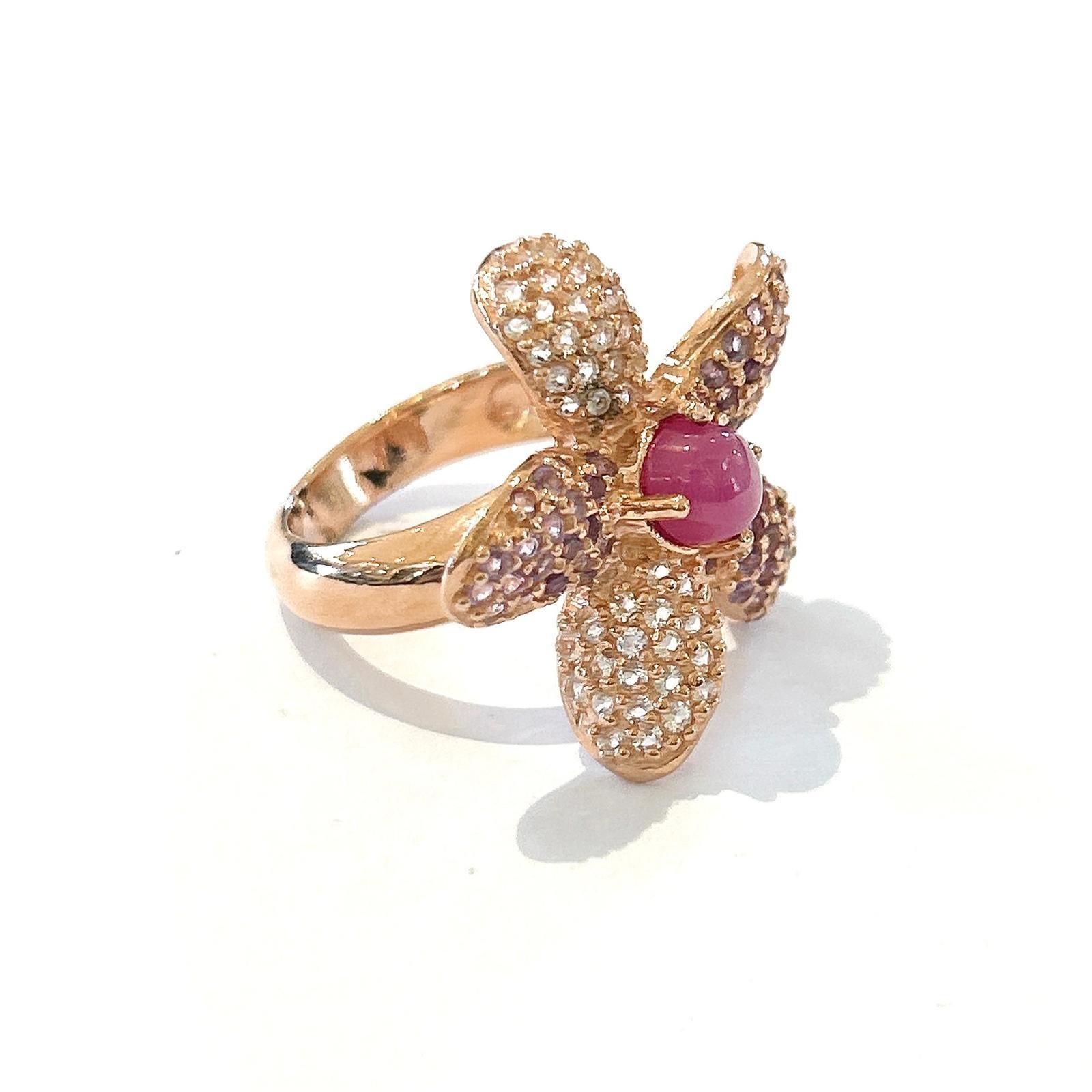 Bochic “Orient” Ruby, White Topaz & Amethyst Ring Set In 18K Gold & Silver 

Natural Amethyst  - 1.50  carats 
Natural White Topaz -  1 carats
Natural Ruby -1.50 carats 

This Ring is from the 