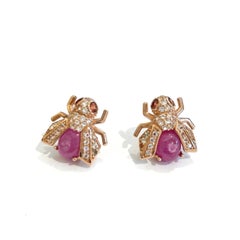 Orecchini Bochic "Orient" con rubino e topazio bianco incastonati in oro e argento 18 carati