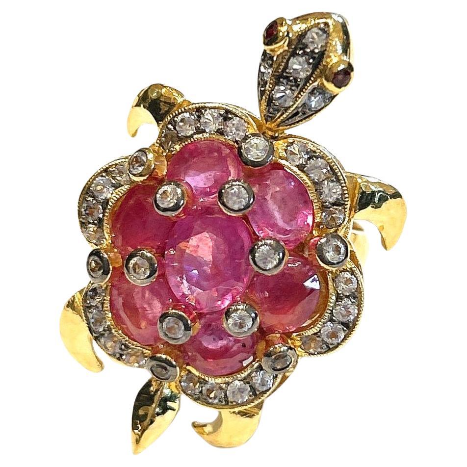 Anillo de cóctel Bochic "Orient" de rubí y topacio blanco 18 quilates y plata