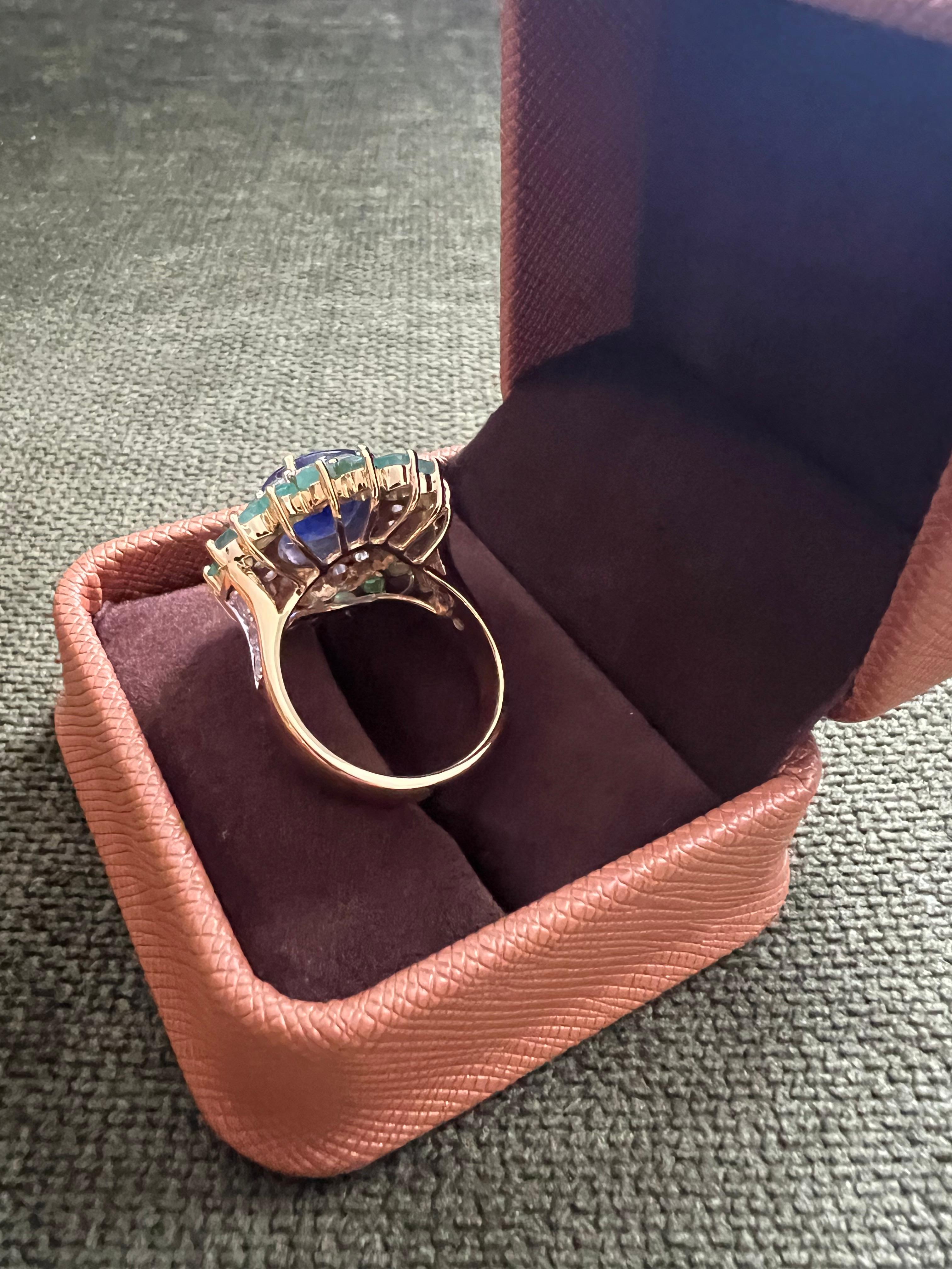 Bochic “Orient” Sapphire, Emerald & Topaz Ring Set In 18K Gold & Silver For Sale 8