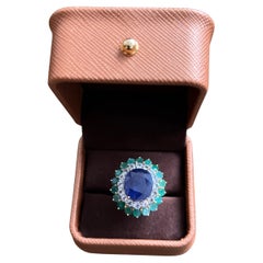 Bochic “Orient” Sapphire, Emerald & Topaz Ring Set In 18K Gold & Silver