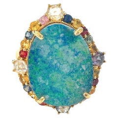 Bochic “Orient” Sapphire, Opal & Ruby Cocktail Ring Set In 18K Gold & Silver