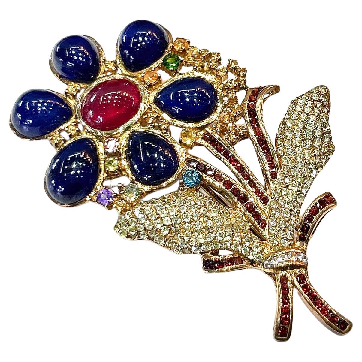 Bochic  Broche "Oriente" de zafiro, rubí y multigema engastado en oro de 18 quilates y plata