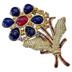 Bochic  Broche "Oriente" de zafiro, rubí y multigema engastado en oro de 18 quilates y plata
