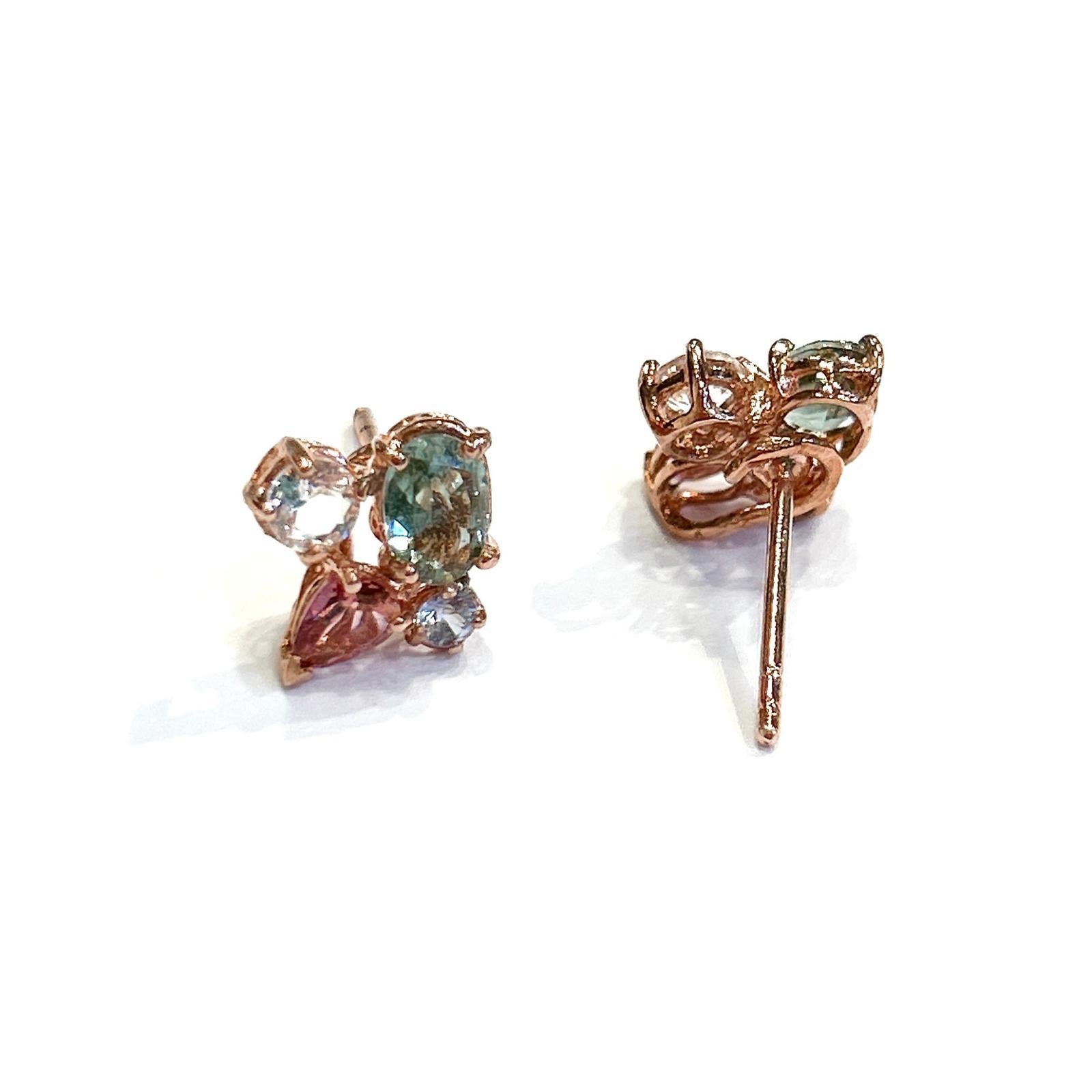 Bochic Orient-Ohrringe mit Saphiren, Tansanit und Turmalin  18K Gold & Silber (Barock) im Angebot