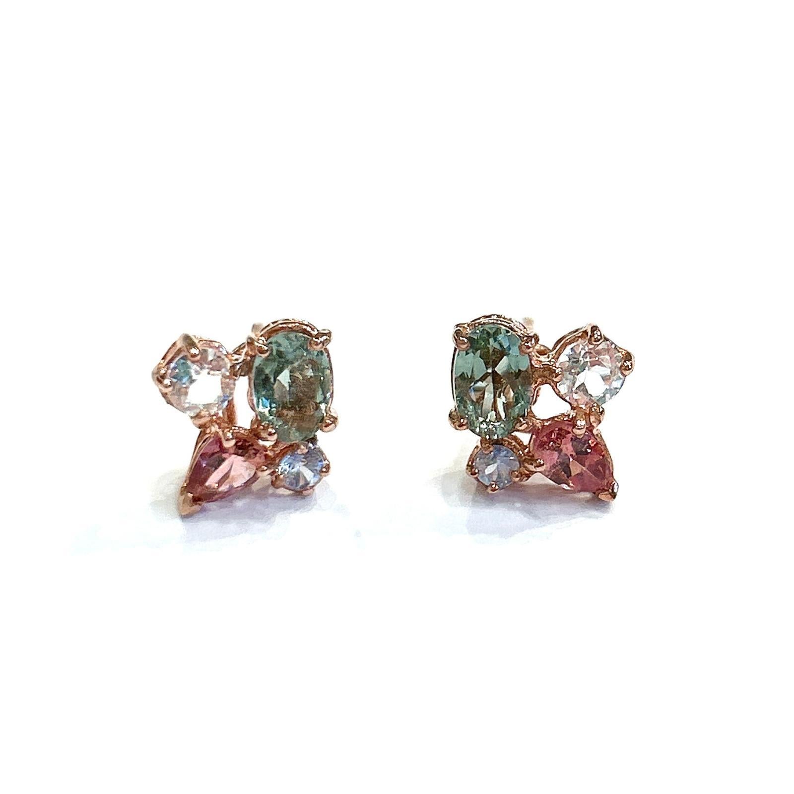 Bochic Orient-Ohrringe mit Saphiren, Tansanit und Turmalin  18K Gold & Silber im Zustand „Neu“ im Angebot in New York, NY