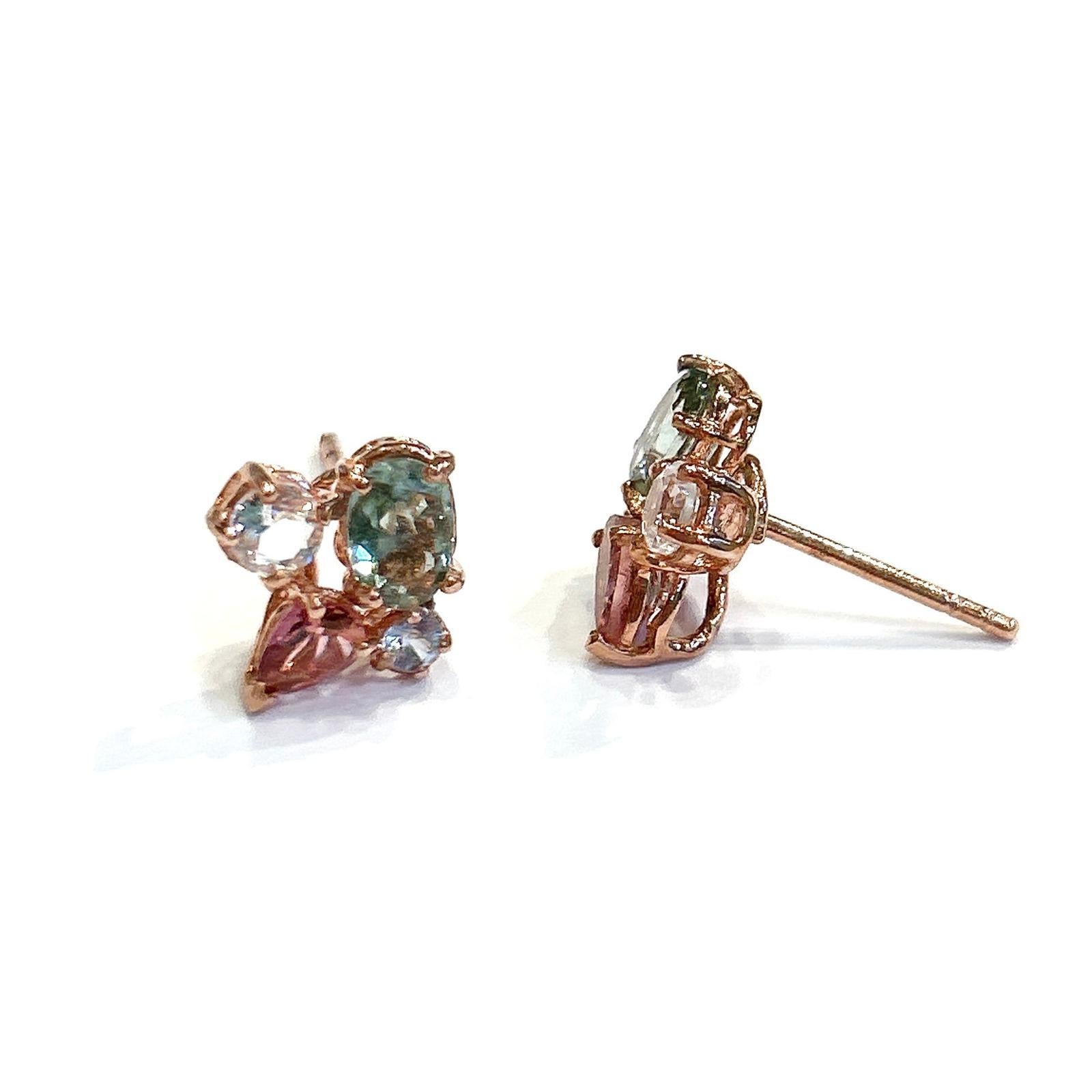 Bochic Orient-Ohrringe mit Saphiren, Tansanit und Turmalin  18K Gold & Silber im Angebot 1