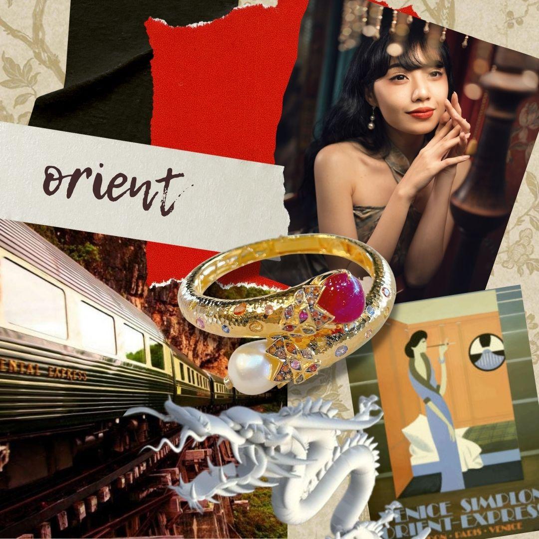 Bochic “Orient” Serpent Fancy Sapphire & Ruby Ring Set In 18K Gold & Silver  For Sale 1