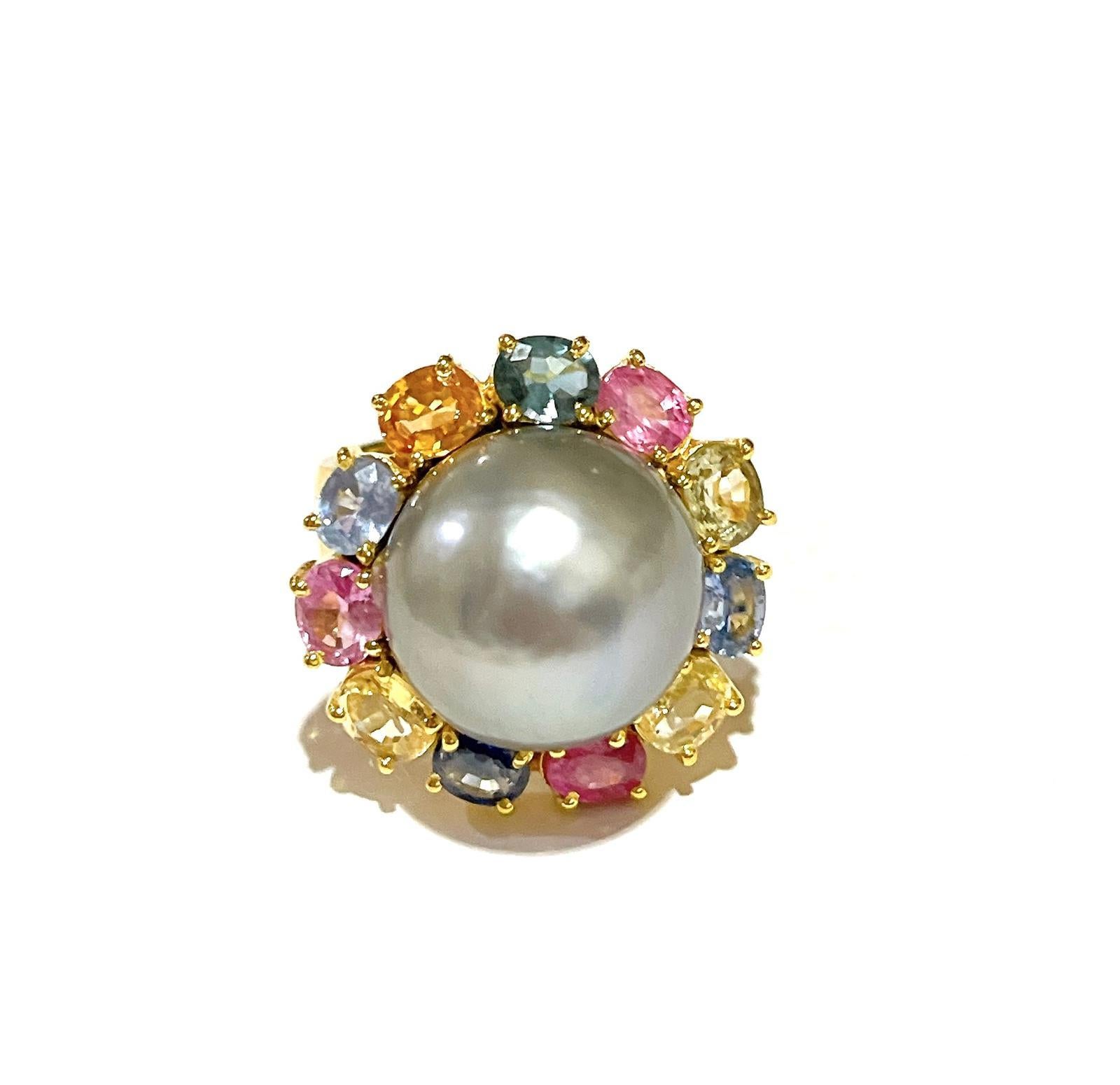 Bochic “Orient” Tahiti South Sea & Multi Sapphire Cluster Ring Set 18K & Silver

Cluster Multi Color Fancy Sapphires from Sri Lanka
Sapphire colors :
Pink, Yellow, Green, Light Blue, Orange, Lilac 
9 Carats 


This Ring is from the 