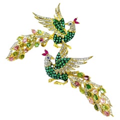 Bochic "Orient" Set di orecchini con tsavorite, diamanti e tormalina in oro e argento 18 carati