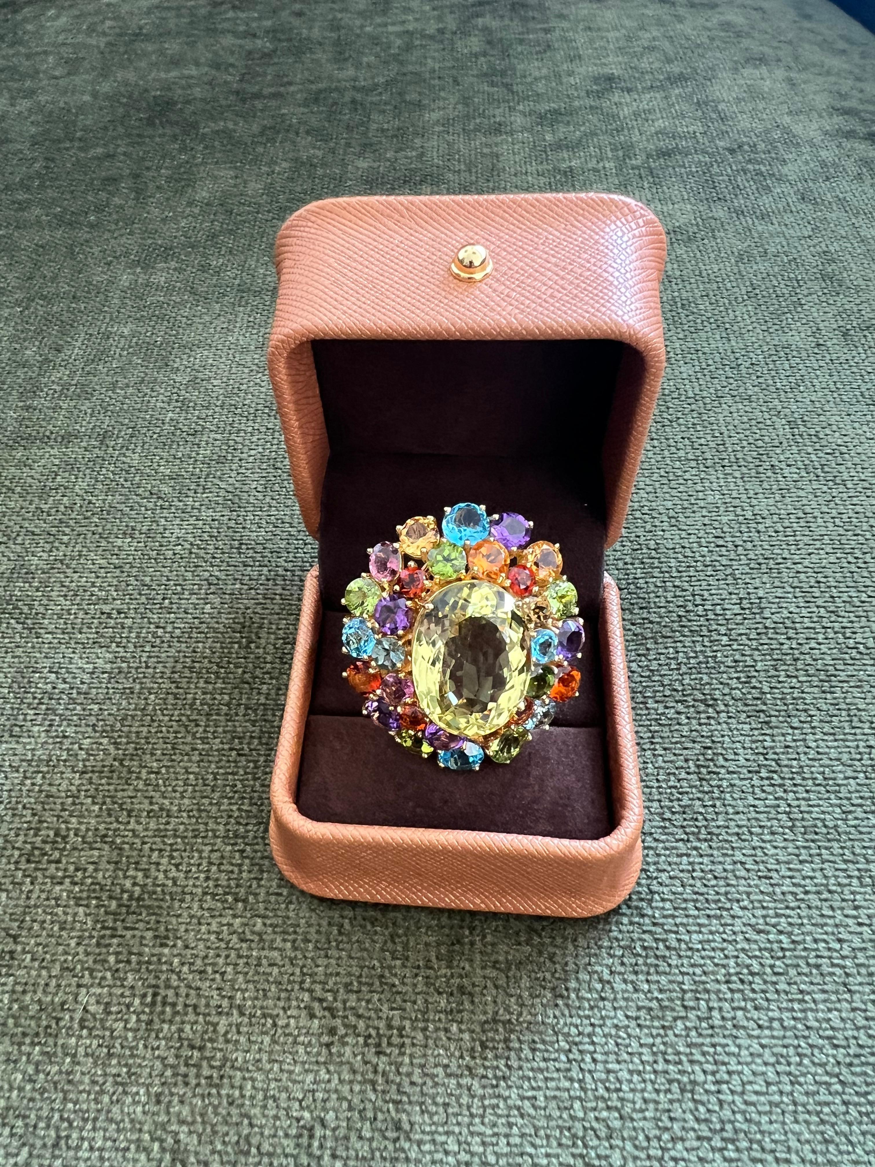 Bochic “Orient” Vintage Amethyst, Lemon Quartz & Citrine Ring Set In 18K Gold & For Sale 5
