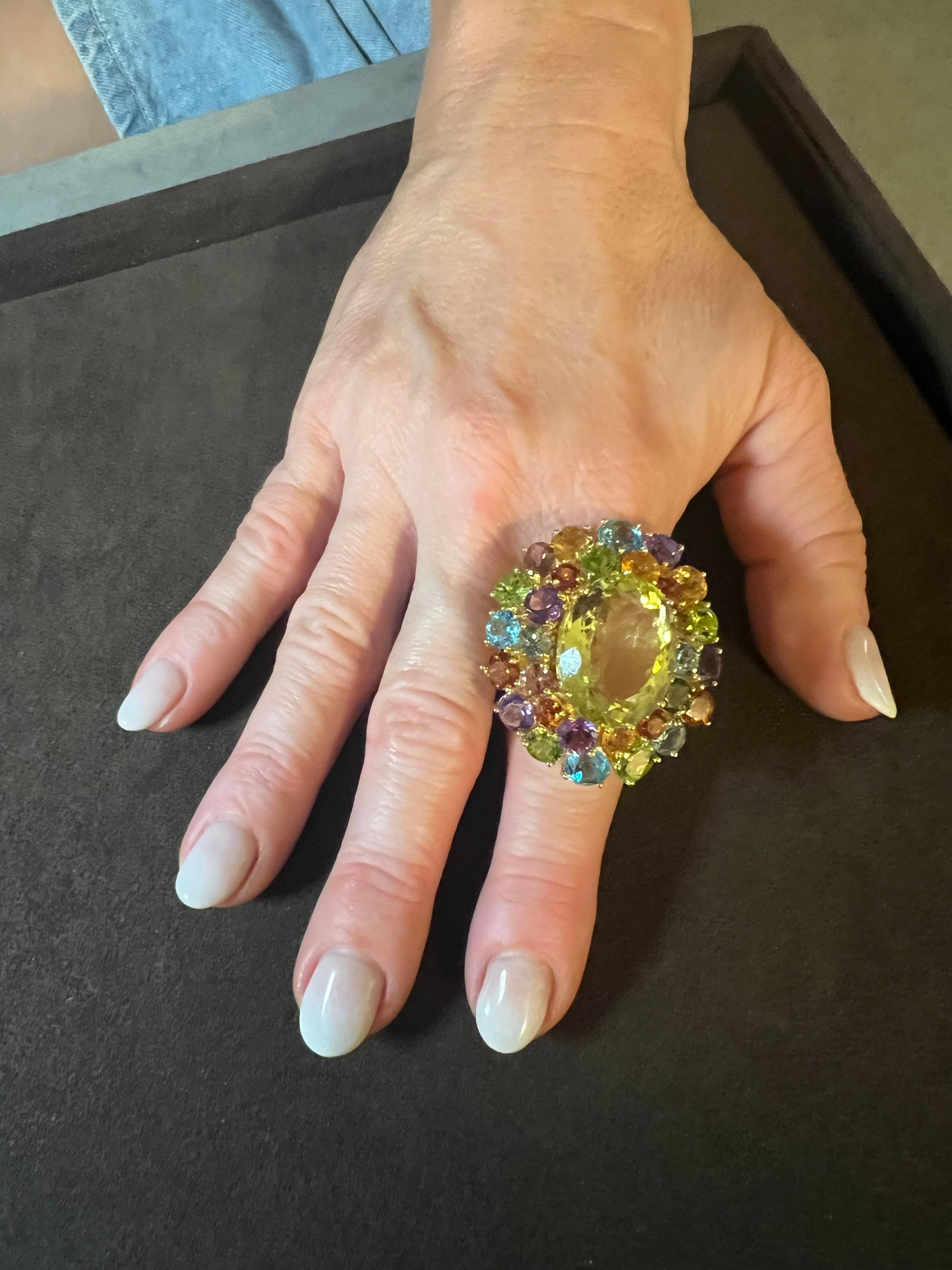 Bochic “Orient” Vintage Amethyst, Lemon Quartz & Citrine Ring Set In 18K Gold & For Sale 8