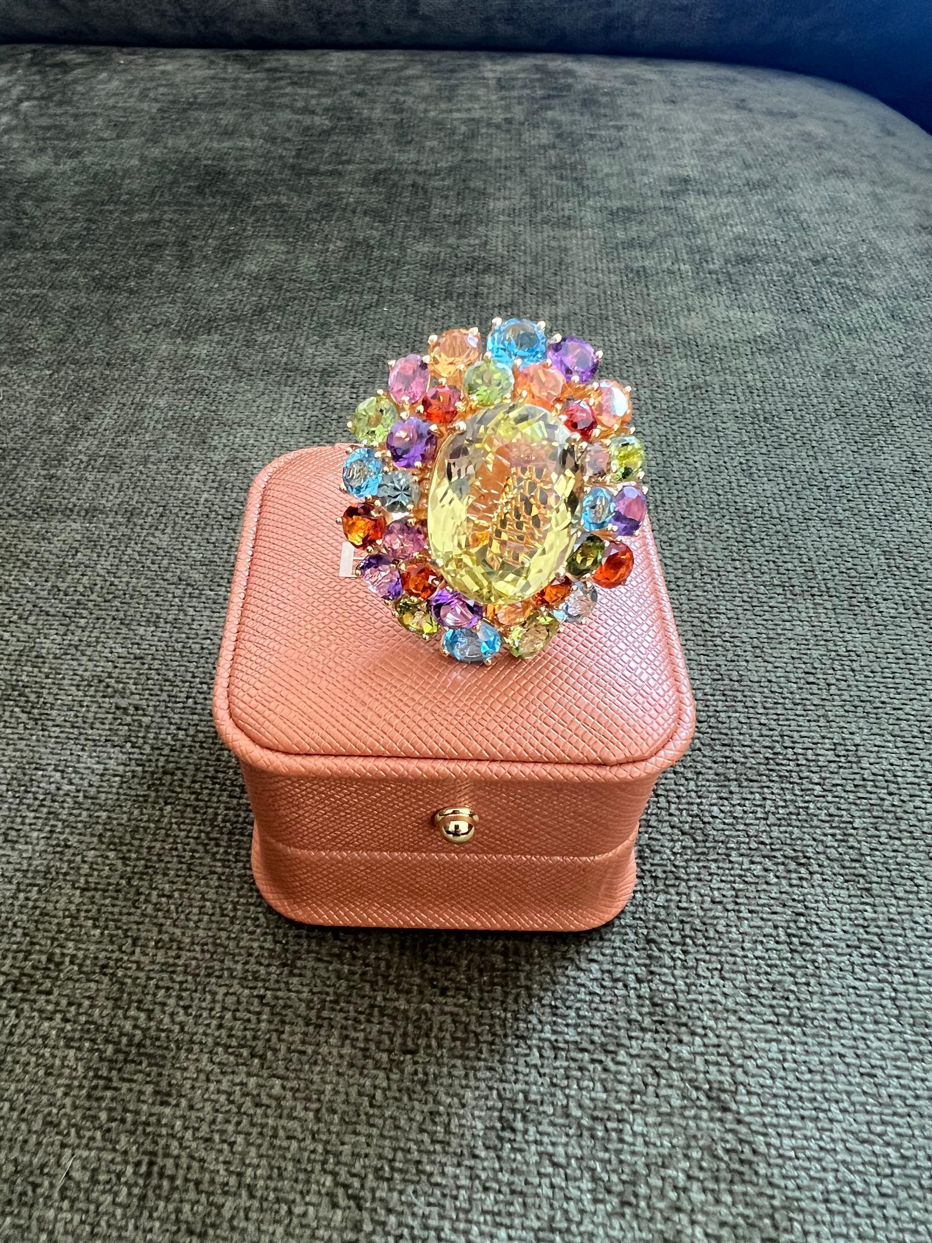 Women's or Men's Bochic “Orient” Vintage Amethyst, Lemon Quartz & Citrine Ring Set In 18K Gold & For Sale