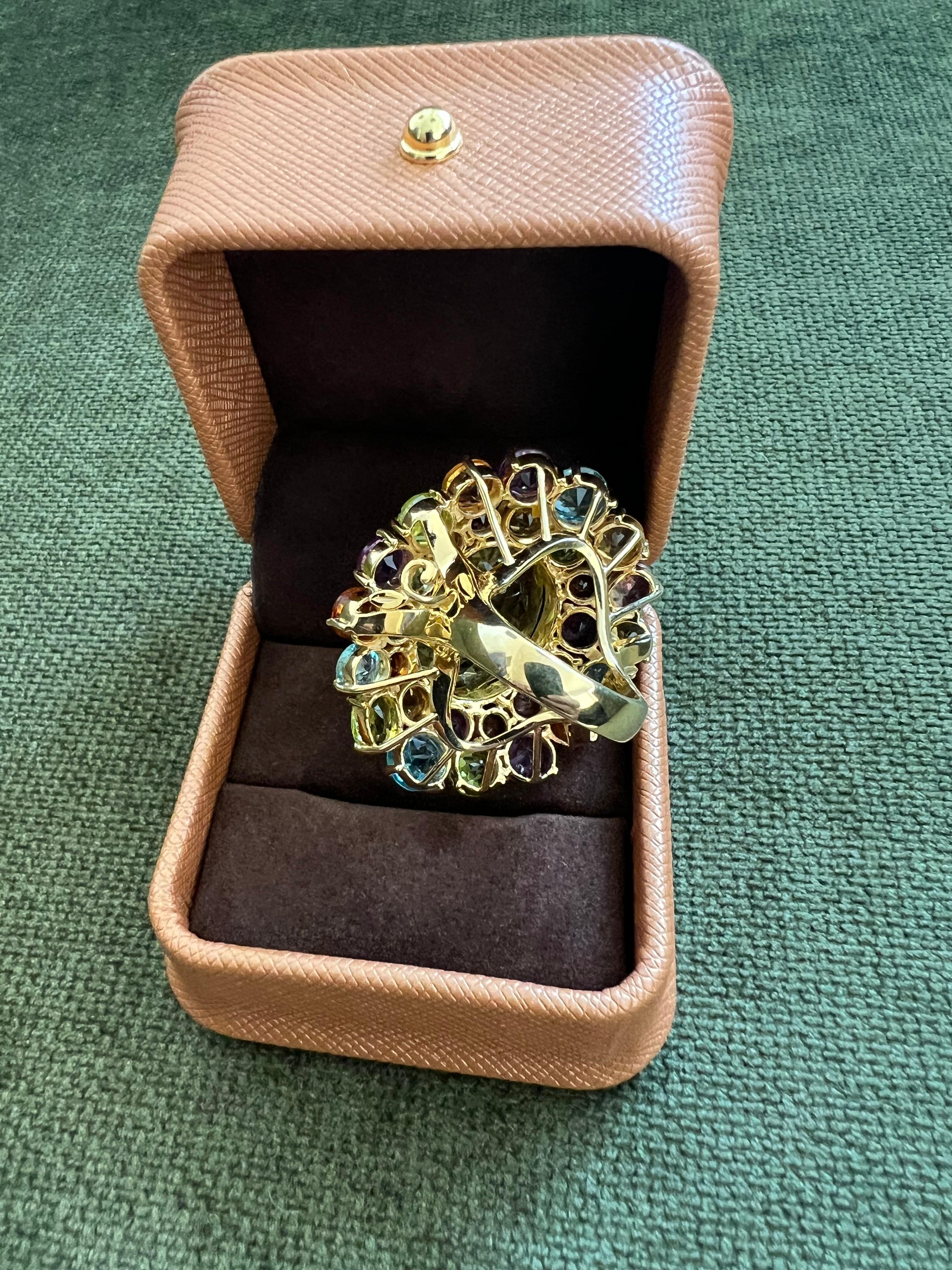 Bochic “Orient” Vintage Amethyst, Lemon Quartz & Citrine Ring Set In 18K Gold & For Sale 1