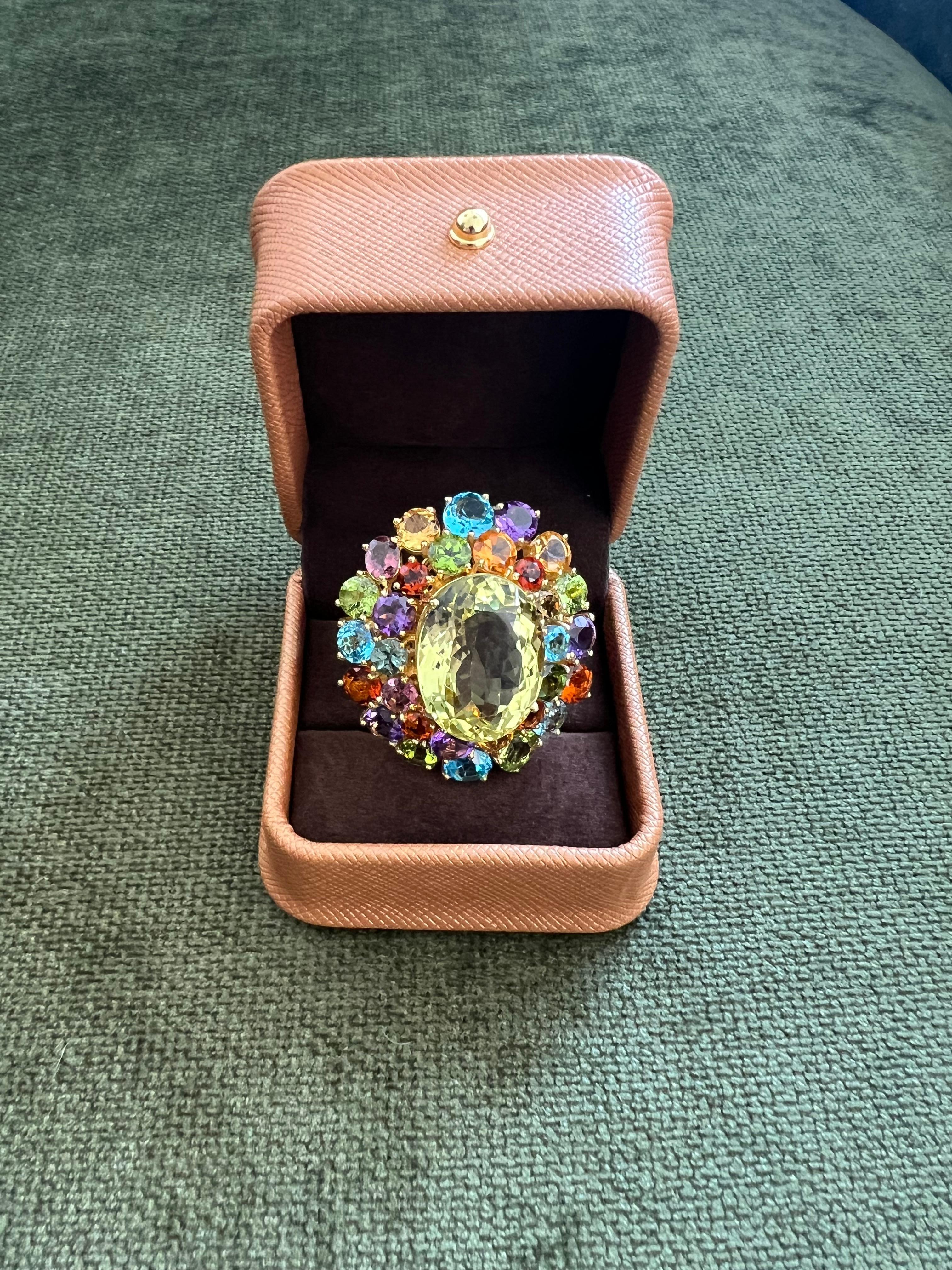 Bochic “Orient” Vintage Amethyst, Lemon Quartz & Citrine Ring Set In 18K Gold & For Sale 2